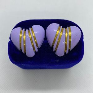 💛 Vintage Purple & Gold Heart Earrings